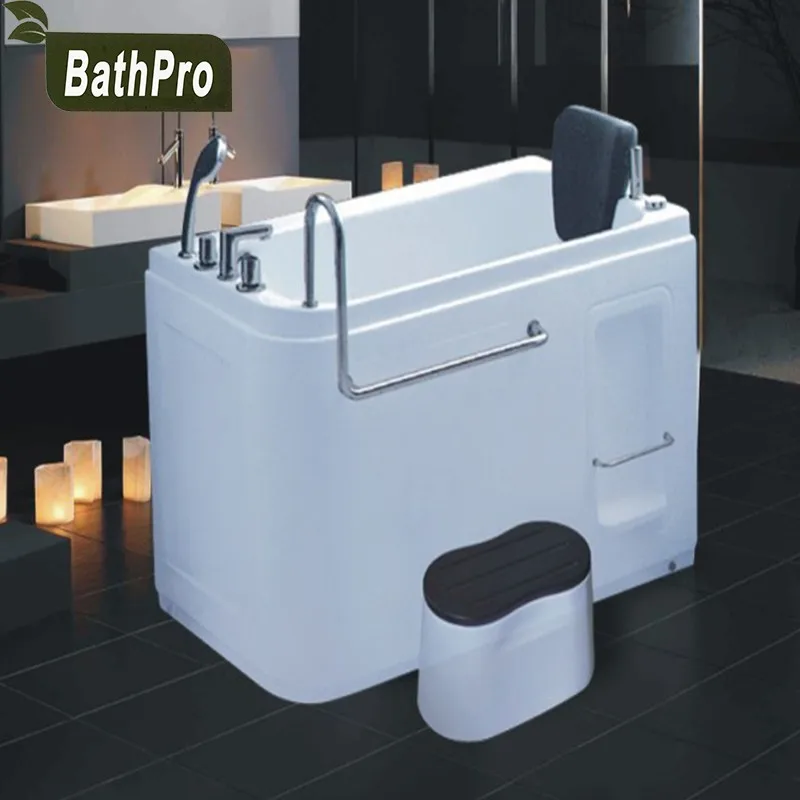 Open Door Style Glass Door Acrylic Whirlpool Massage Walkin Bathtub For