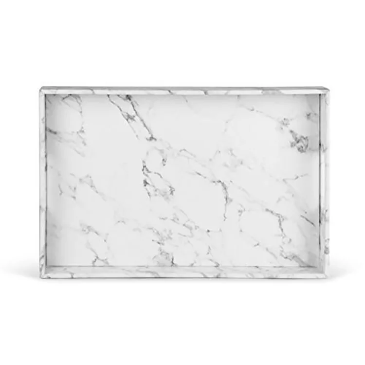 2019 new arrive hot sale custom handmade marble leather rectangle party serving tray