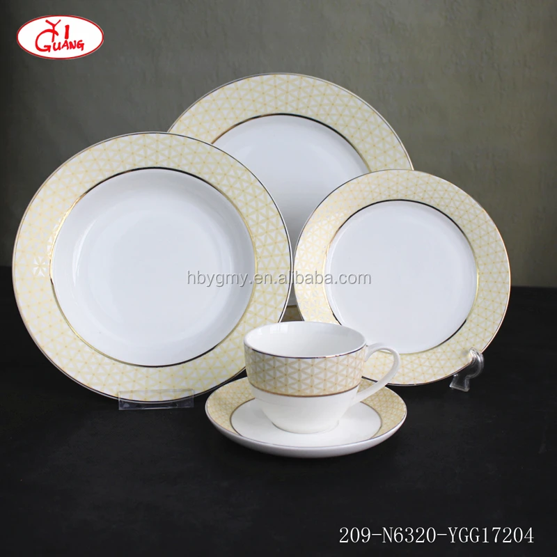 20 Piece Dinner Set With Gold Rim And Golden Pattern Ygg17204 Buy 20
