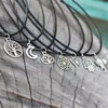 Boho Charm Choker Necklace Leather Choker Evil eye sun moon 90s Choker Necklace