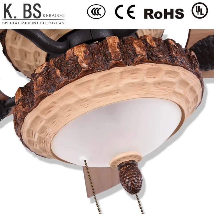 Retro Style Hotel Pine Wood Pendant Light Chandelier Decorative Ceiling Fan Light Bulbs