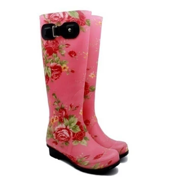 Rain Boots,Floral Printing Pvc Boots 