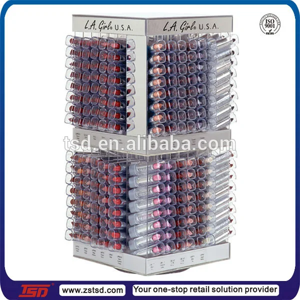 Cosmetic Retail Store Rotating Lip Balm Counter Top Display Unit