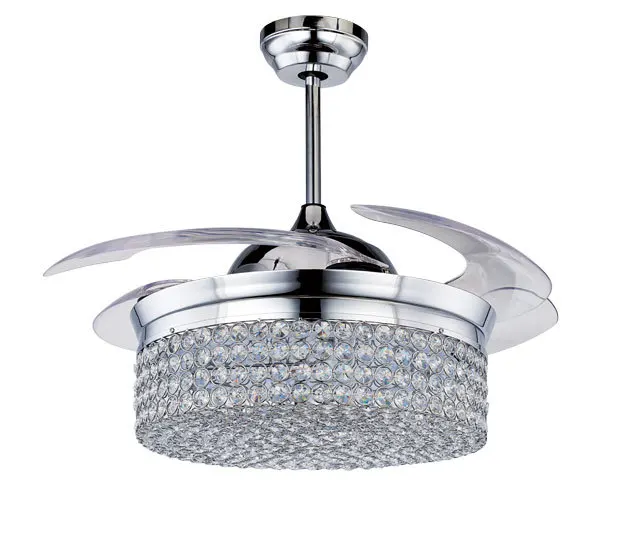 fancy high quaility crystal Luxury ceiling fan with hidden blade