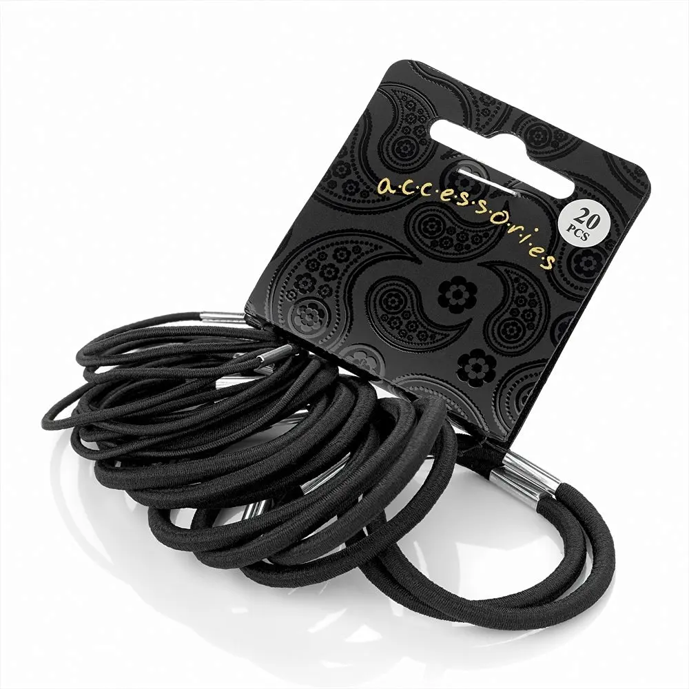 Buy Set Of 20 Black Mixed Thick And Thin Hair Elastics Bobbles