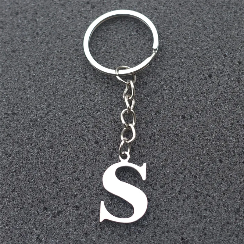 bobauna Stainless Steel Cut Out Alphabet Initial Letter Keychain Key Ring Personalized Gift 