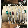 birthstone colorful baguette cubic zirconia sparking bling AAA cubic zirconia cz jewelry clasp clip cz bangle for women