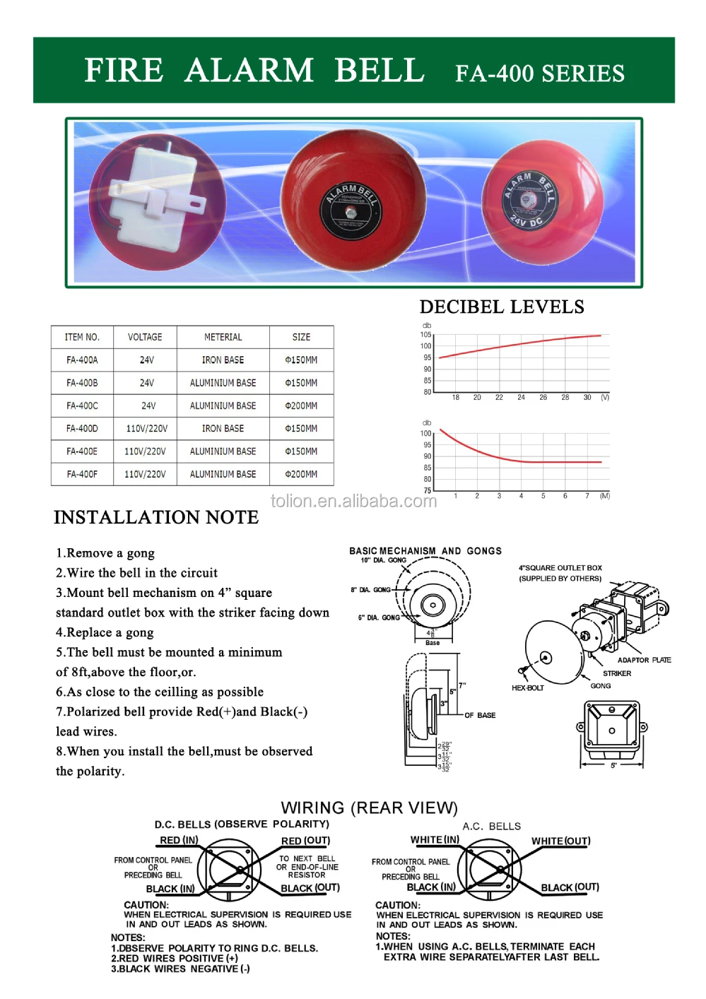 24v Waterproof Fire Alarm Electric Bell Emergency Alarm System - Buy