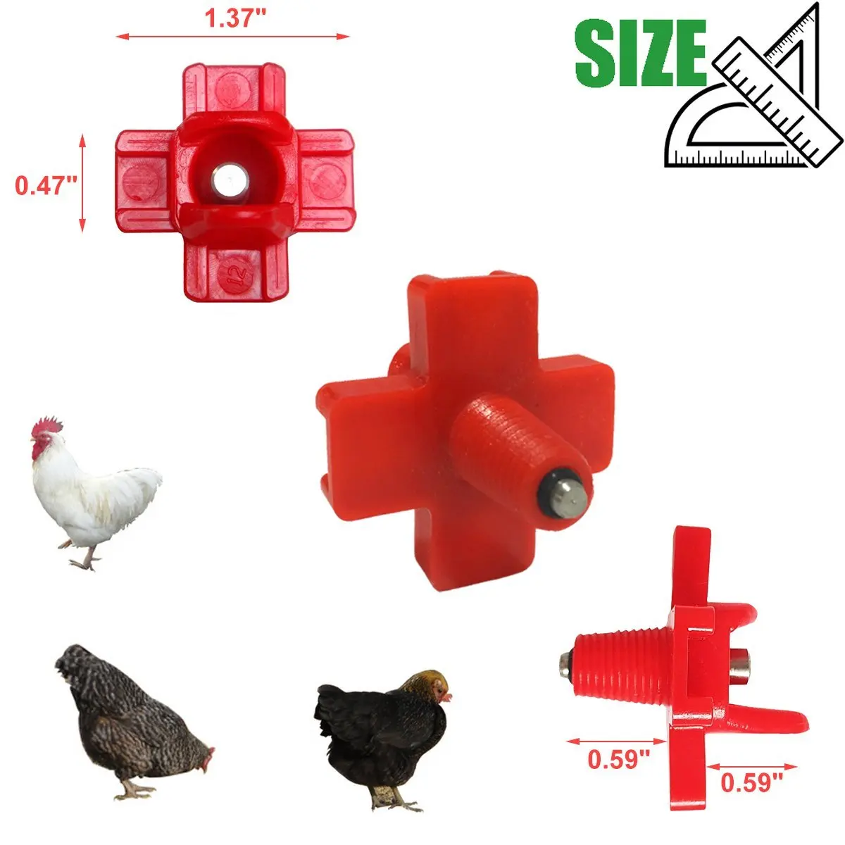 MEWTOGO 40 Pack Horizontal Chicken Nipples Waterer Automatic Poultry Nipples Horizontal Side Mount Chicken Drinkers for Chicken Quail Ducks 