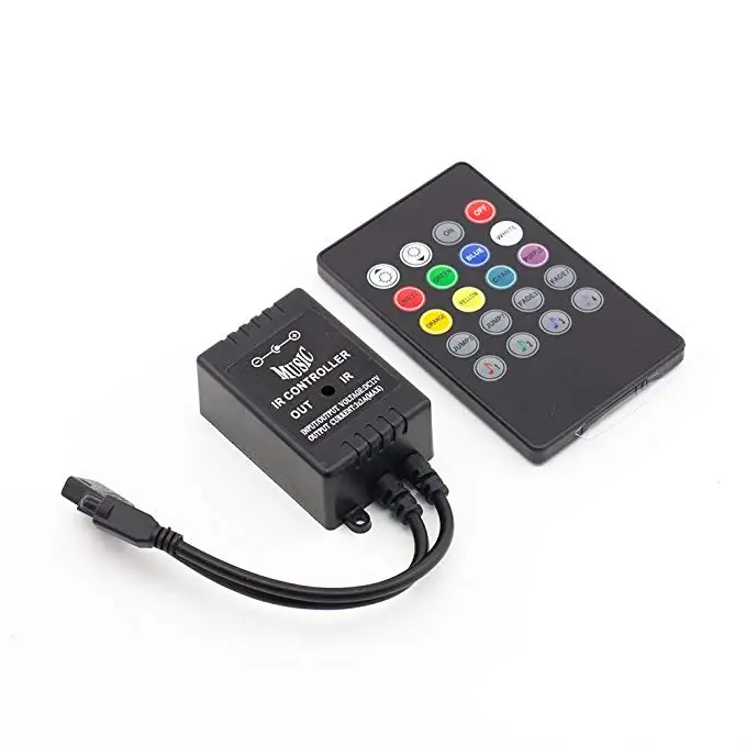 Music Remote Controller, 12-24V 20 Keys IR Remote Control Sound Sense Controller for 5050 3528 5630 Flexible RGB strip light