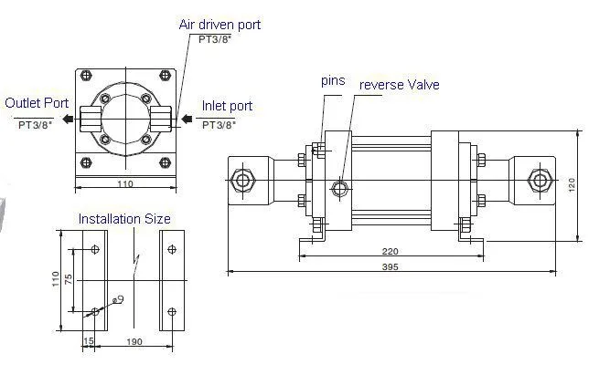 USUN XT25 Double Acting High Pressure Air Driven Pump