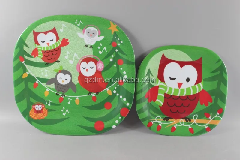 Square Melamine dinner plate ,Christmas Dishes , X'mas Food Plate