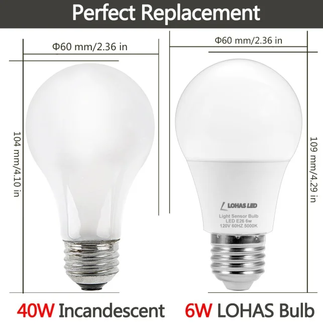 A60 6w Led Light Bulb Dusk To Dawn Led Sensor Light Bulb - Buy Led