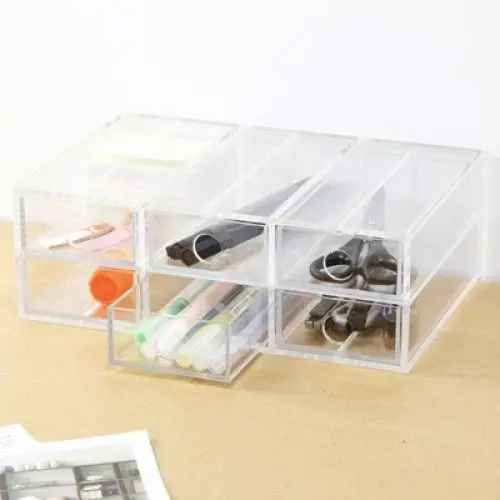 6 Drawers Clear Acrylic Stationery Holder Pen Holder Plexiglass