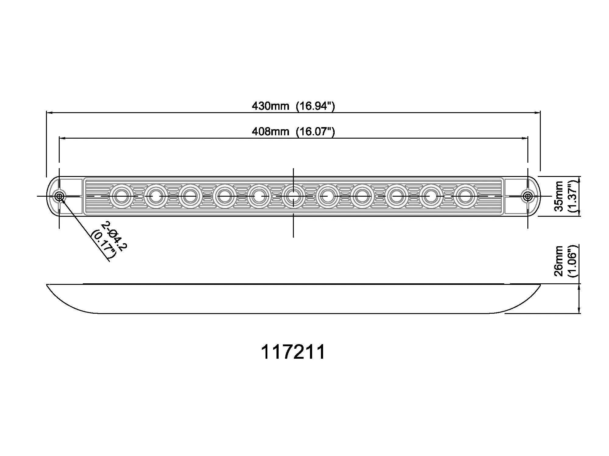 17 Inch Slimline Led Light Bar Identification Dot Approved Led Light