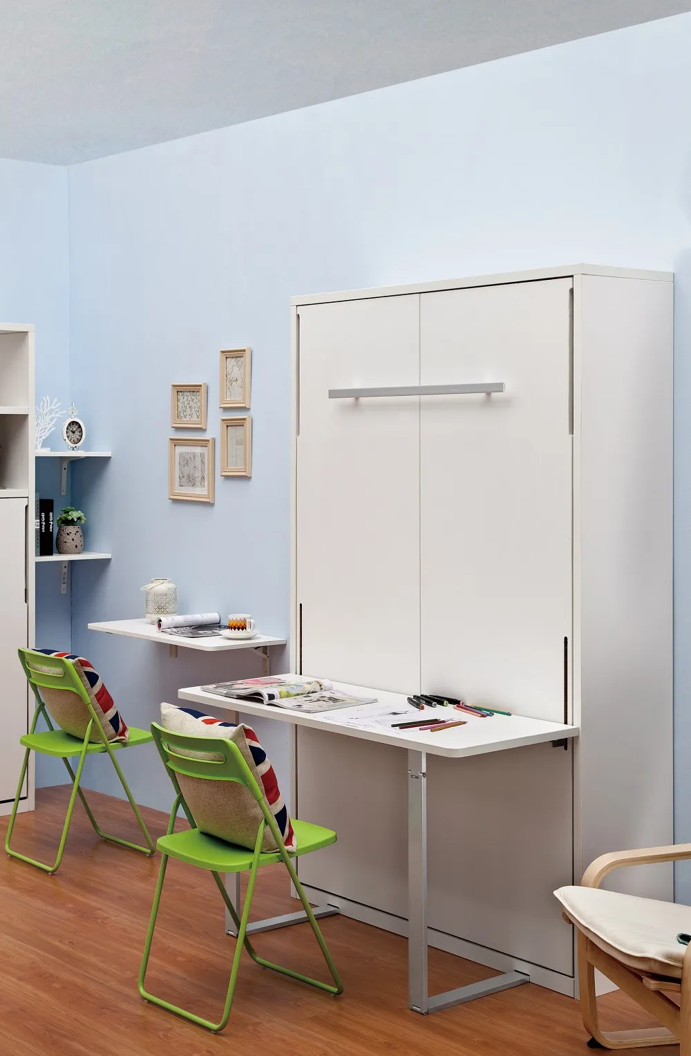 30毫米胶合板节省空间智能卧室家具木墨菲床墙床与办公桌