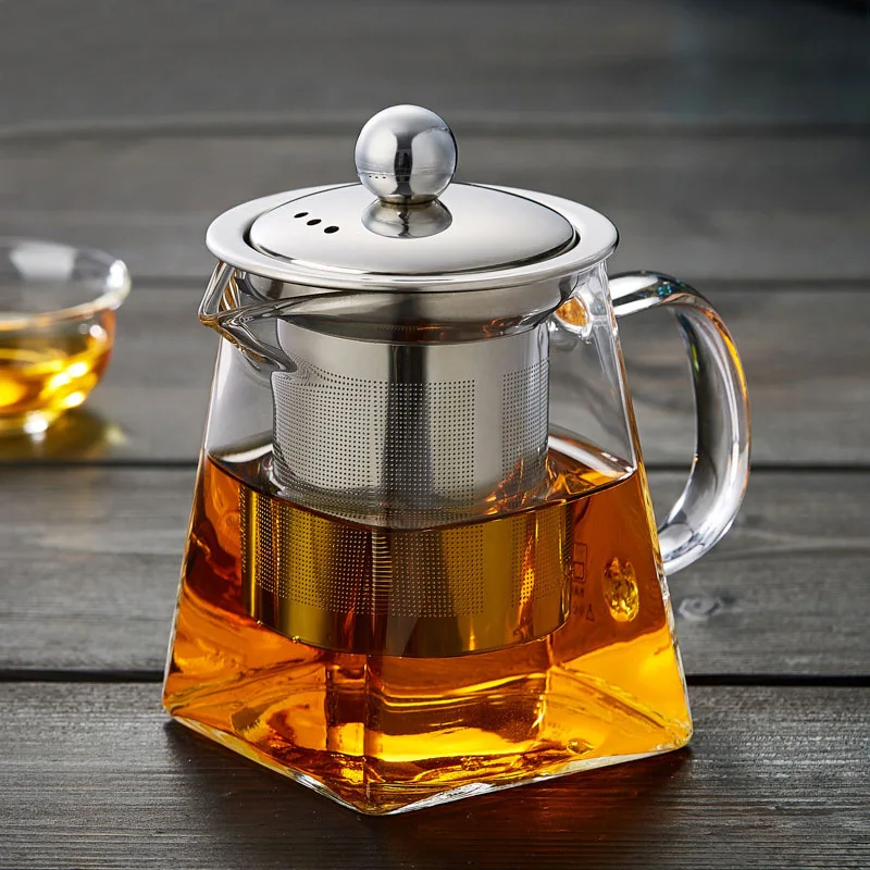 1pc Glass Teapot With Tea Infuser, Heat Resistant Thicken Glass Tea Kettle  With Stainless Steel Tea Strainer, Blooming And Loose Leaf Tea Maker, Perfe