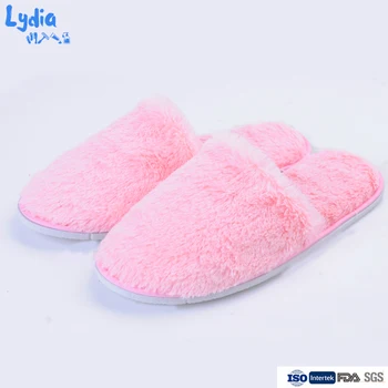 custom indoor ladies fancy pink plush slippers bedroom slippers