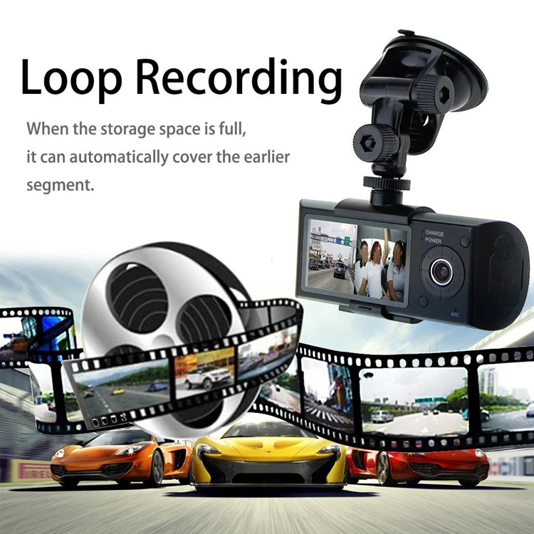 170 Wide Angle 2.7 Tft Lcd Dual Camera Car Dvr R300 X3000 Video Recorder Gps Gsensor Dash Cam