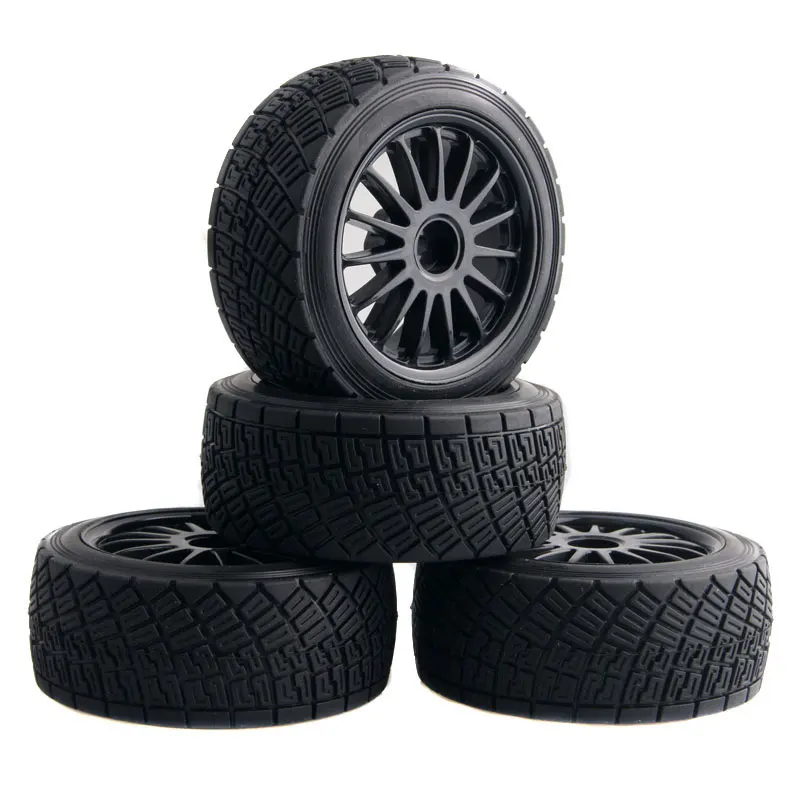 4x RC Aluminium Roue les pneus en caoutchouc éponge Rim HSP HPI 1:16 Off-road Voiture 122P-7004 
