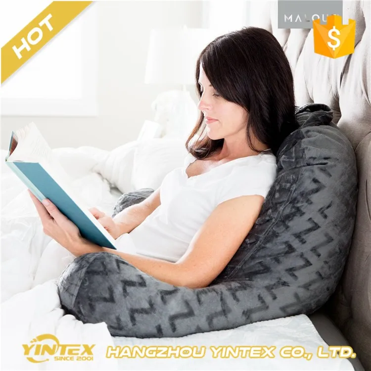Microsuede Bedrest Pillow Brown Best Bed Rest Pillows with Arms for Reading in Bed