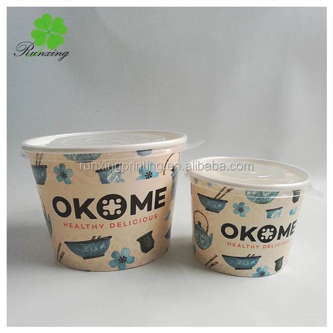 Full Colour Print Ecofriendly Cardboard Kraft Paper Soup Cups Cup With