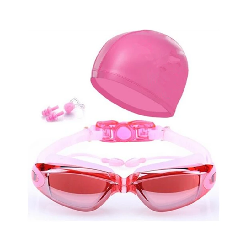 qiteng Swimming Goggles Nose Clip Ear Plugs Swim Goggles Anti Fog UV Protection Adult Men Women Youth Kids yy Swim Cap Case