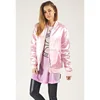 2016 Latest Pink Satin Jacket Images Reflective Bomber Jacket For Women HSJ9379