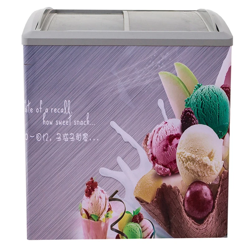 Commercial Refrigerator Deep Frozen Ice Cream Showcase Glass Door