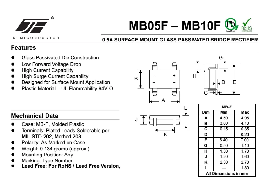 diode 5a View Diode MB10F, 1A MBF Bridge Bridge rectifier rectifier