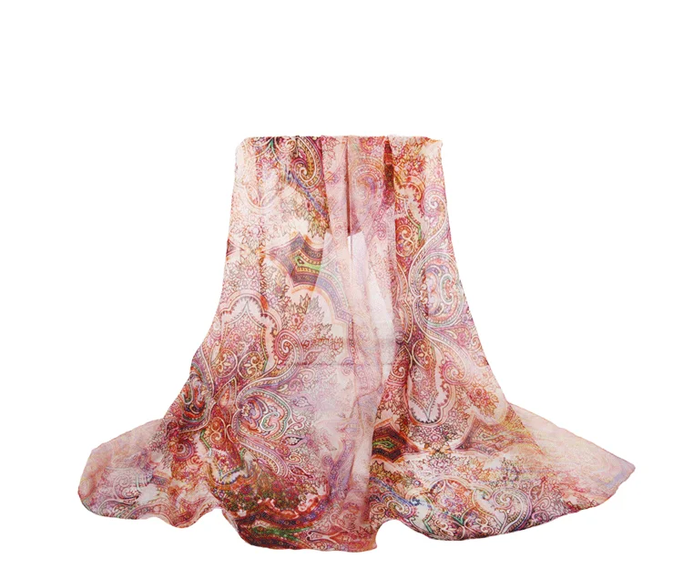 Fashion Print Natural Silk Scarf Chiffon muffler Lady Shawl Wrap