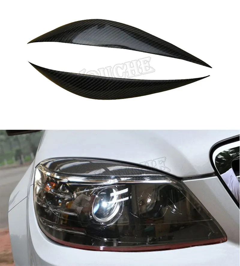 * Unpainted Eyebrows Headlight Cover Eyelids For Mercedes Benz W204 4D 07-11 