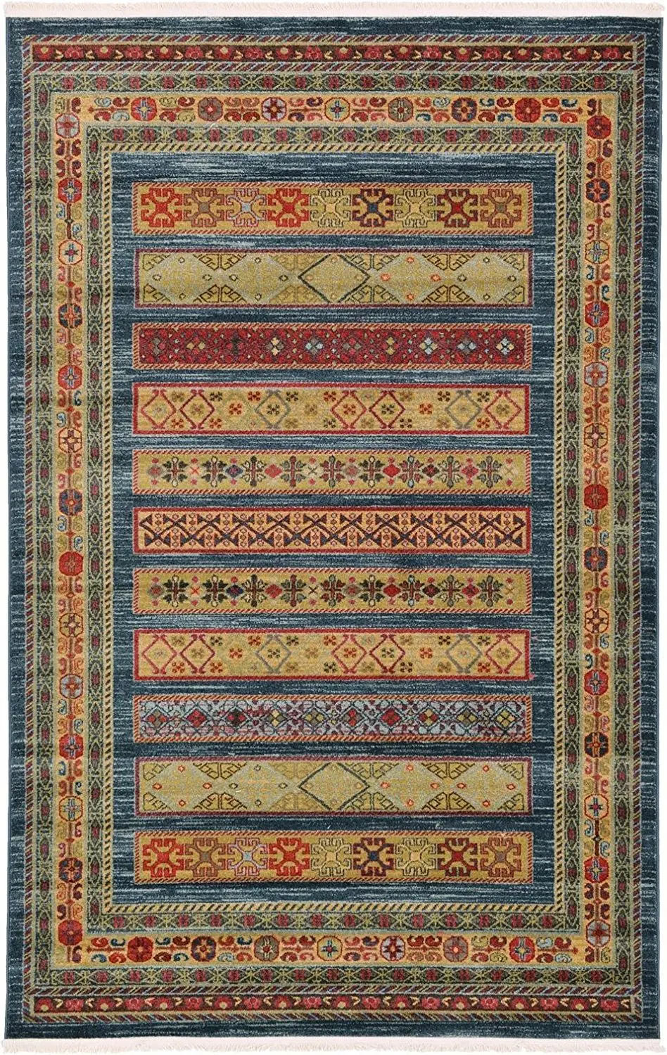 A2Z Rug 5.1-Feed-by-8-Feed Gabbeh Collection Area Rug - Blue Modern & Traditional rugs for living room - rugs for dining room & bedroom - Floor Carpet