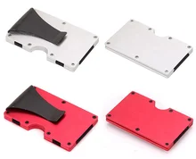 Держатель для карт, RFID Блокировка минималистский Кошелек Алюминиевый металлический бумажник тонкий кошелек зажим для денег