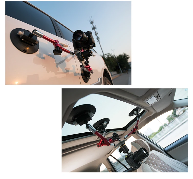 ASXMOV XP4 Adjustavble Filming Stabilizer Ball Head DSLR Tripod Car Sucker Suction Cup Camera Mount Holder