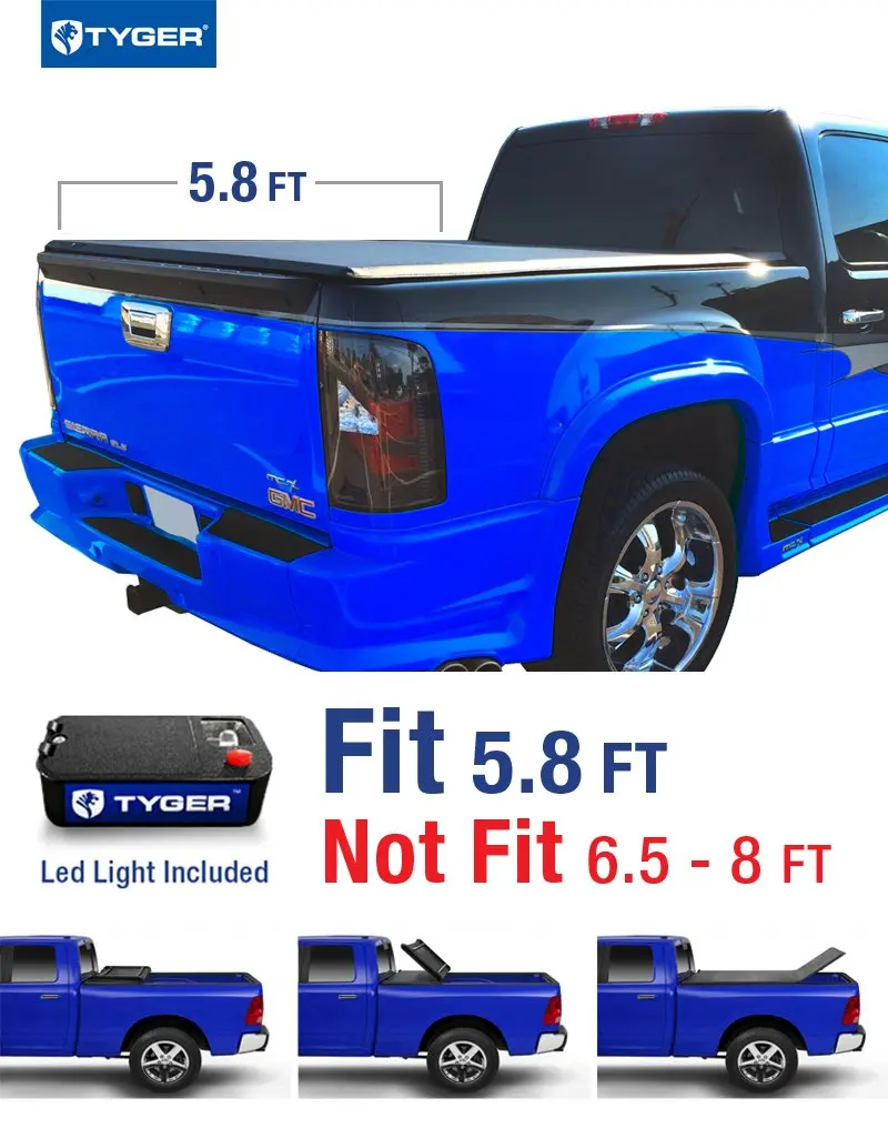 Buy Tyger Tri Fold Pickup Tonneau Cover Fits 05 14 Toyota Tacoma Double Cab With Without Utility Track Includes Utility Track Installatio Kit 5 60 Inch Short Box Trifold Truck Cargo Bed Tonno Cover In