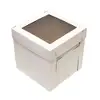 10x10x8"E flute White/Kraft Plain 8" Deep Cake Box with window