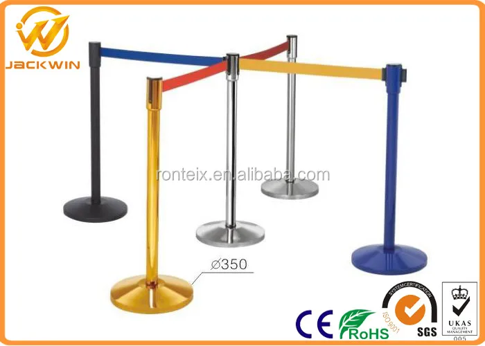 Blue /& Black Retractable Crowd Control Barrier Posts Queue Management Safety System 2 Metres of Webbing Per Post