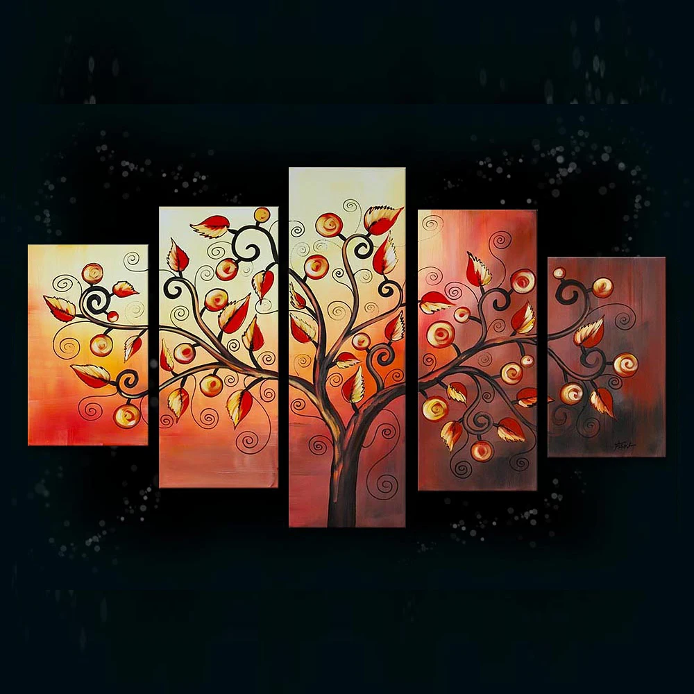 20pcs Panel Money Tree Group Oil Painting For Home Decor - Buy