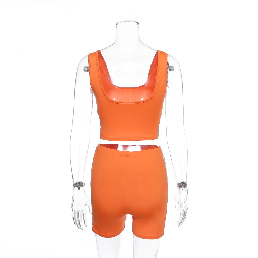 Lumbar Sexy Vest High Female Waist Tight Sleeveless Shorts Reflective Strip Women Jumpsuit