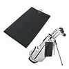 Custom Printed Logo Dual Action Black White Tri Fold Micro Fiber Waffle Weave Style Microfiber Golf Towel with Grommet and Carab