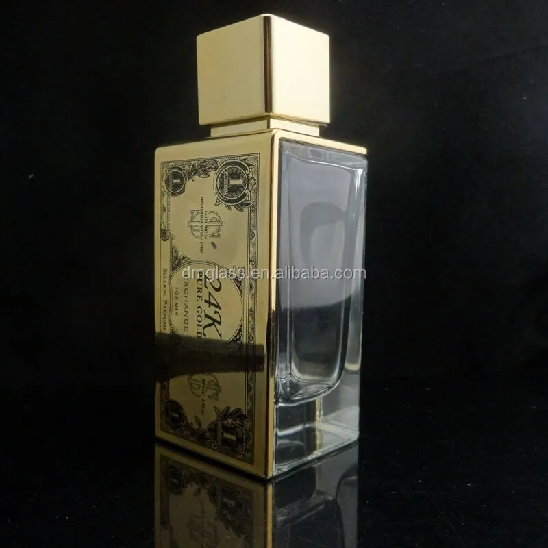 Wholesale Gold Square Men Perfume Bottle 100ml Cologne Perfume Glass