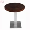 High end Contemporary Stainless Steel End Table With Stable Square Base Round Wooden Dining Table