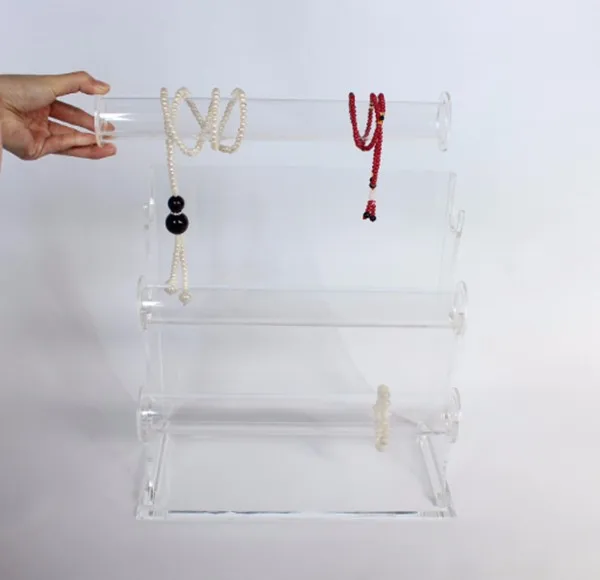 China Triple Bar Necklace Rack Display Manufacturers Suppliers Oem Triple Bar Bangle Bracelet Holder Watch Necklace Jewelry Display Rack 3 Tiers Clear Acrylic