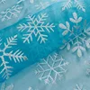 famous brand blue snow pattern foil print 100% nylon floral organza fabric for dress