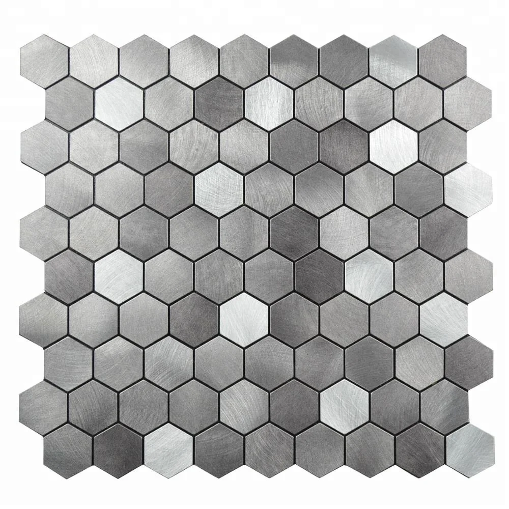 Hexagon Self Adhesive Aluminium Mosaic Wall Tile In Gray - Buy Self ...