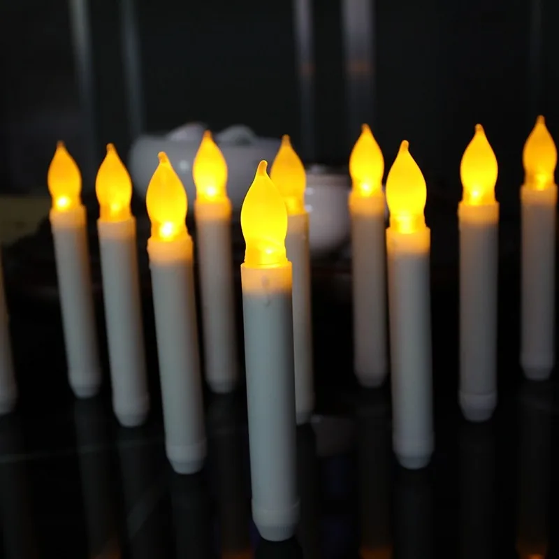 Yellow Mini Battery Operated Wax Dipped White Flickering Flameless