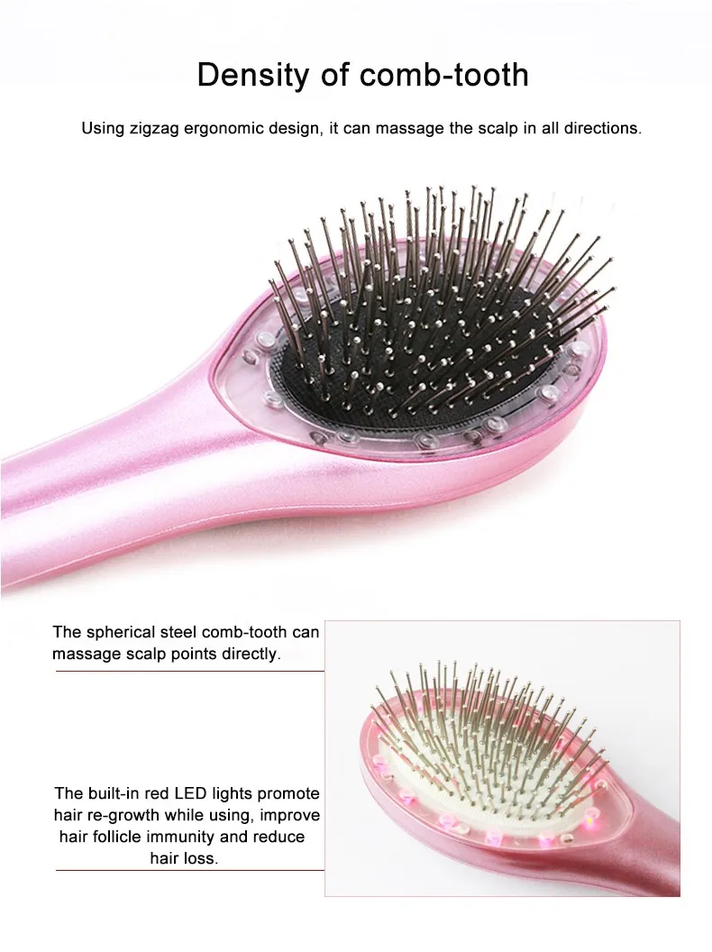 Kakusan Led Light Hair Wash Brush Electric Vibration Scalp Massage Comb ...