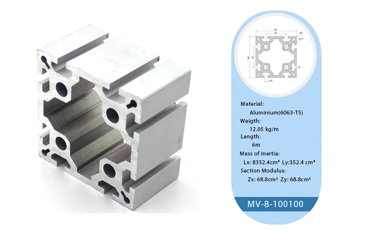 MV-8-100100 Aluminium 6063 T5 aluminium extrusion profiles catalogue