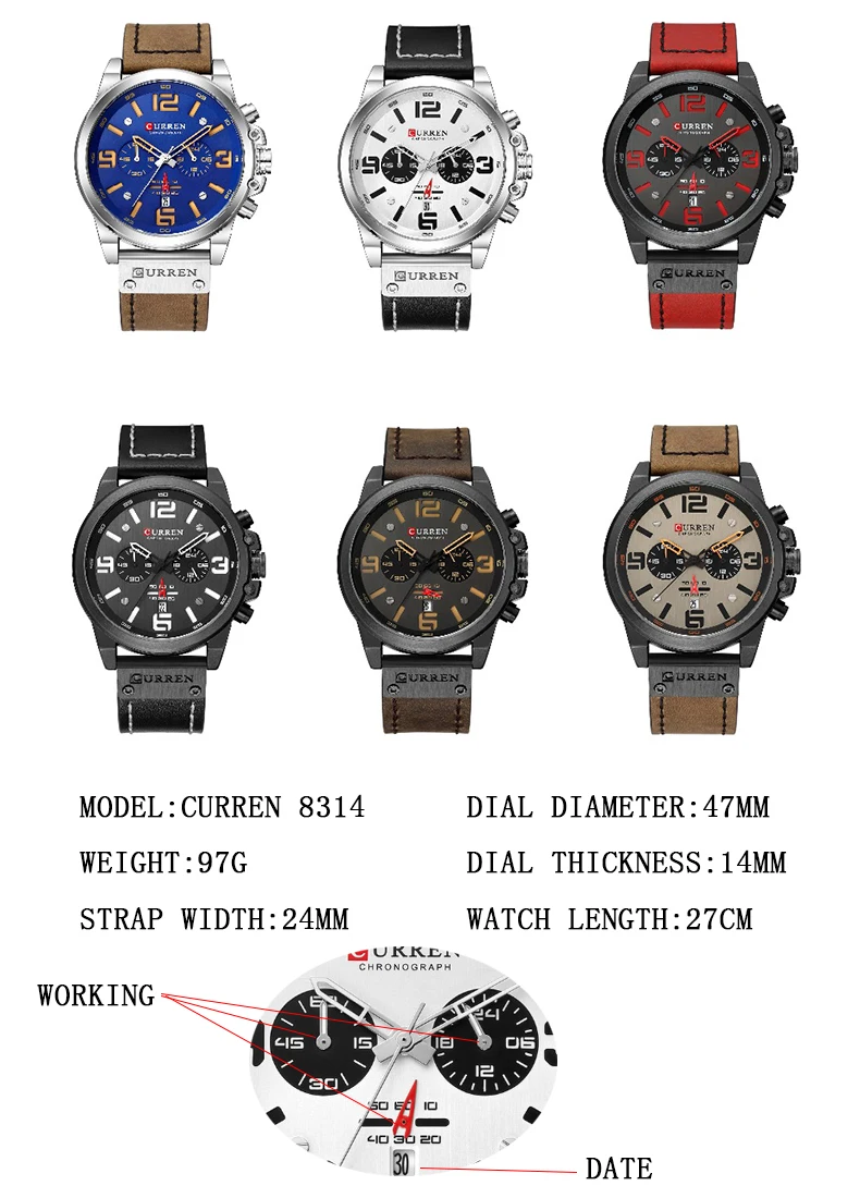 Curren Men's Watch Sport Six-Piece Quartz Watch 8314